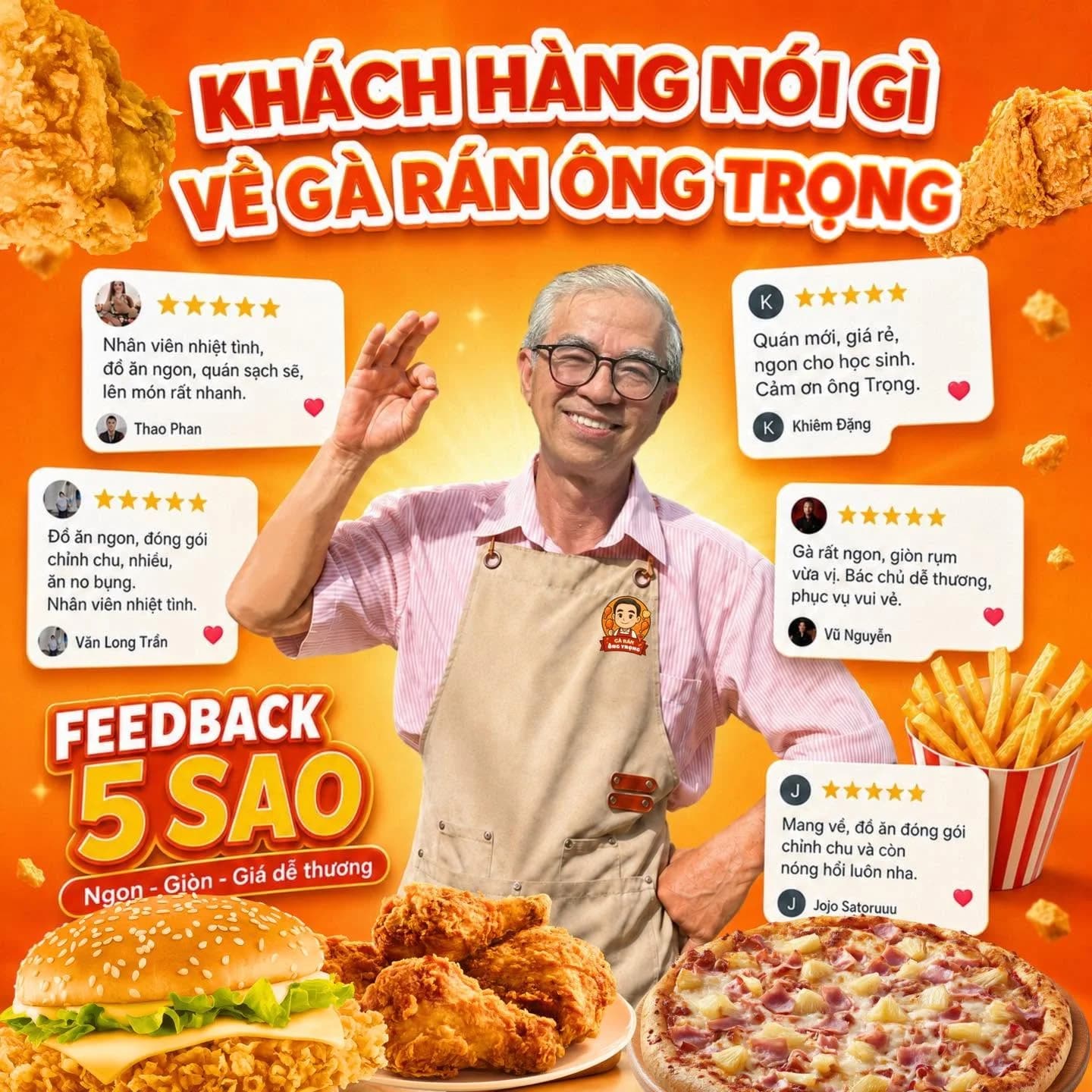 Thiết kế phản hồi 5 sao của Gà Rán Ông Trọng